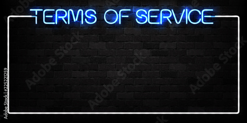 Vector realistic isolated neon sign of Terms of Service frame logo for decoration and covering on the wall background.