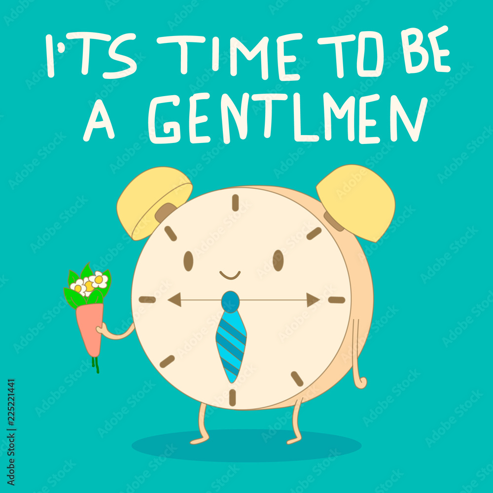 funny doodle with gentlman clock funny doodle with gentlman clock