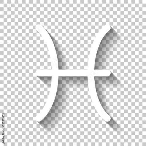 Astrological sign. Pisces simple icon. White icon with shadow on