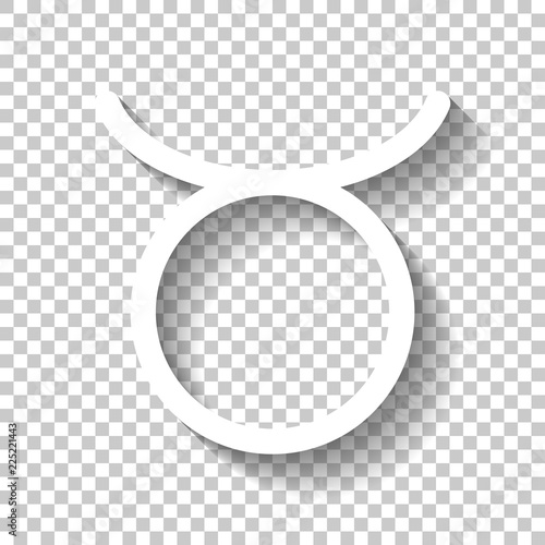 Astrological sign. Taurus simple icon. White icon with shadow on