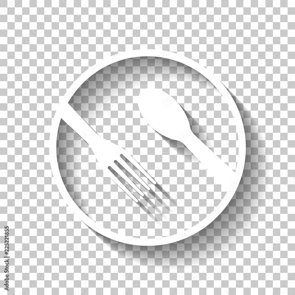 food tools. fork and spoon. White icon with shadow on transparen food tools. fork and spoon. White icon with shadow on transparen