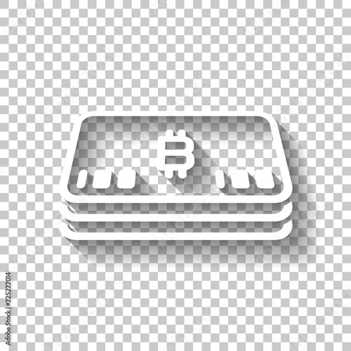 Pack of bitcoin money or vouchers. Business icon. White icon wit