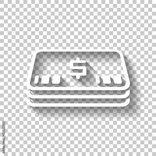 Pack of dollar money or vouchers. Business icon. White icon with