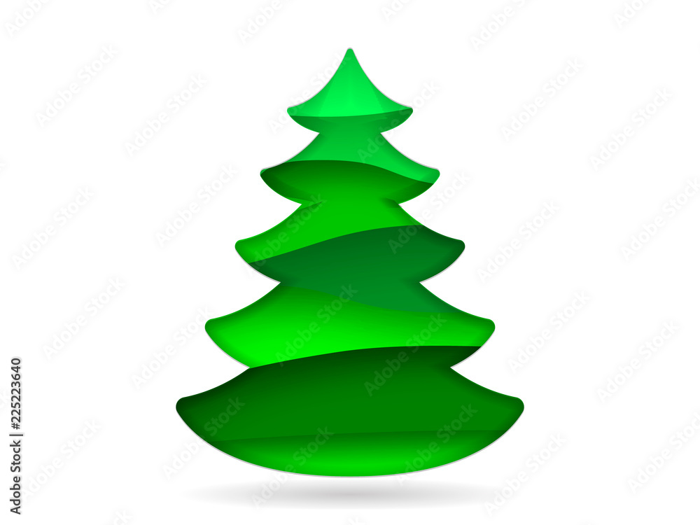 Christmas tree cut from paper. Green paper layers. Vector illustration Christmas tree cut from paper. Green paper layers. Vector illustration