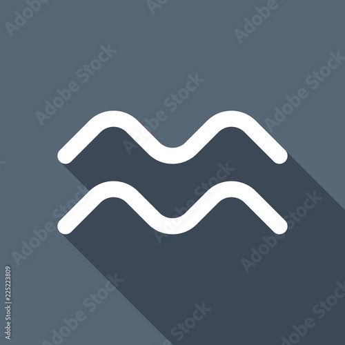 Astrological sign. Aquarius simple icon. White flat icon with lo