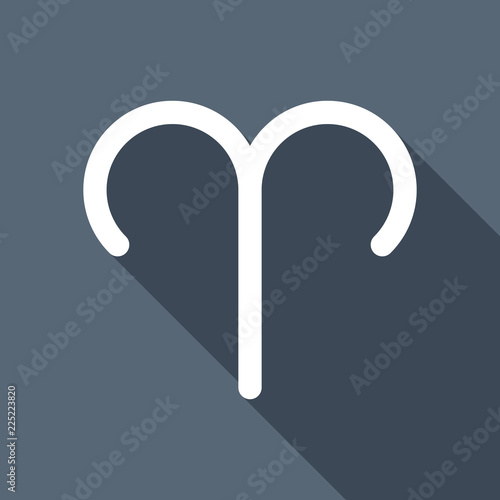 Astrological sign. Aries simple icon. White flat icon with long