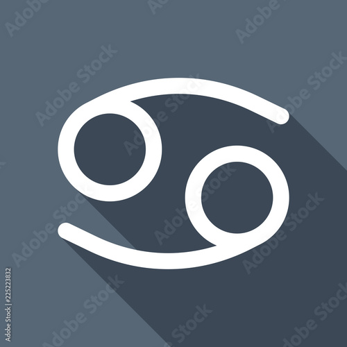 Astrological sign. Cancer simple icon. White flat icon with long