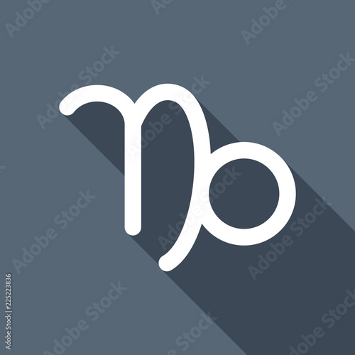 Astrological sign. Capricorn simple icon. White flat icon with l