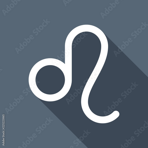 Astrological sign. Leo simple icon. White flat icon with long sh