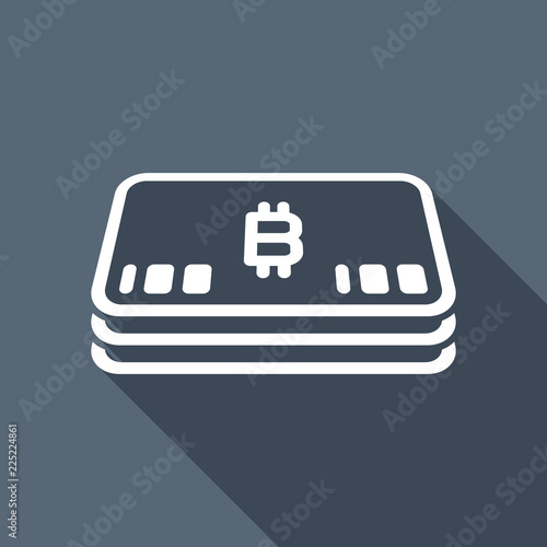 Pack of bitcoin money or vouchers. Business icon. White flat ico