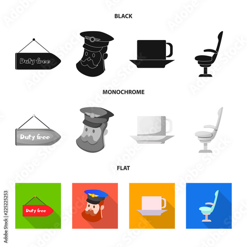 Vector design of airport and airplane sign. Collection of airport and plane stock vector illustration.