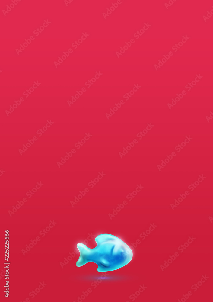 Abstract background composition with tasty colorful fish candy. Minimalistic digital design template for branding poster, cover, banner, greeting card. 3d illustration. Abstract background composition with tasty colorful fish candy. Minimalistic digital design template for branding poster, cover, banner, greeting card. 3d illustration.