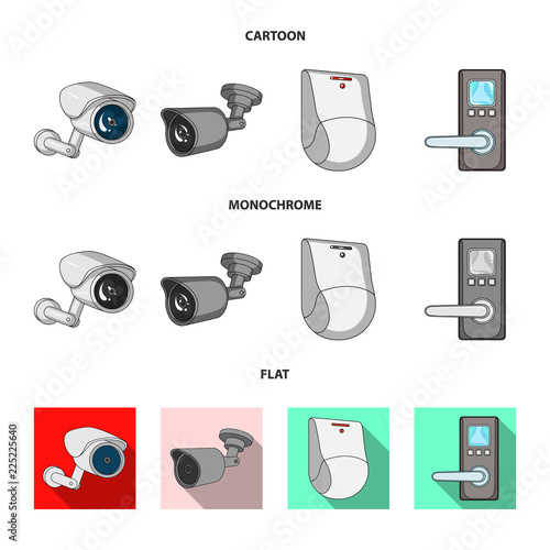 Isolated object of cctv and camera logo. Set of cctv and system stock symbol for web.