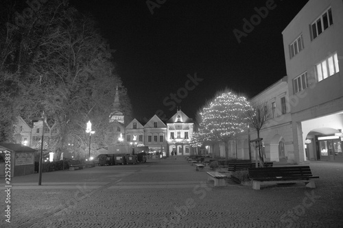 Christmas tree and decorations in the town. Slovakia
