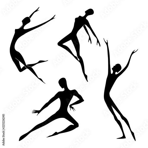 Set of dancer silhouette. Gymnastics Activities for Icon Health and Fitness Community. Sport Symbol. Vector Illustration.