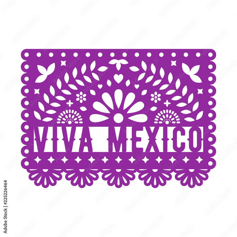 Alpinista Intolerable Mirar Papel Picado, Mexican paper decorations for party. Paper garland. Cut out  compositions with text Viva Mexico. Vector template design. vector de Stock  | Adobe Stock