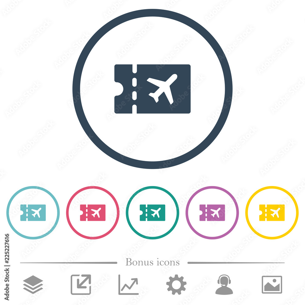 Air travel discount coupon flat color icons in round outlines Air travel discount coupon flat color icons in round outlines