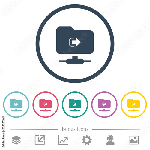 FTP sign out flat color icons in round outlines