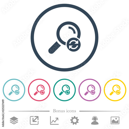 Reset search flat color icons in round outlines