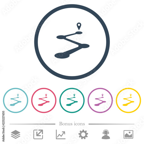 Roadmap flat color icons in round outlines