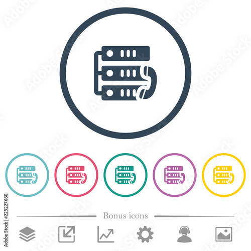 VoIP call flat color icons in round outlines
