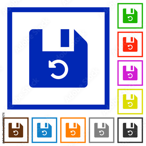 Undo last file operation flat framed icons