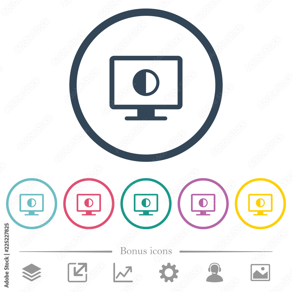 Adjust screen contrast flat color icons in round outlines Adjust screen contrast flat color icons in round outlines