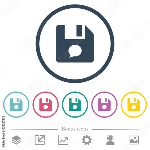 File comment flat color icons in round outlines