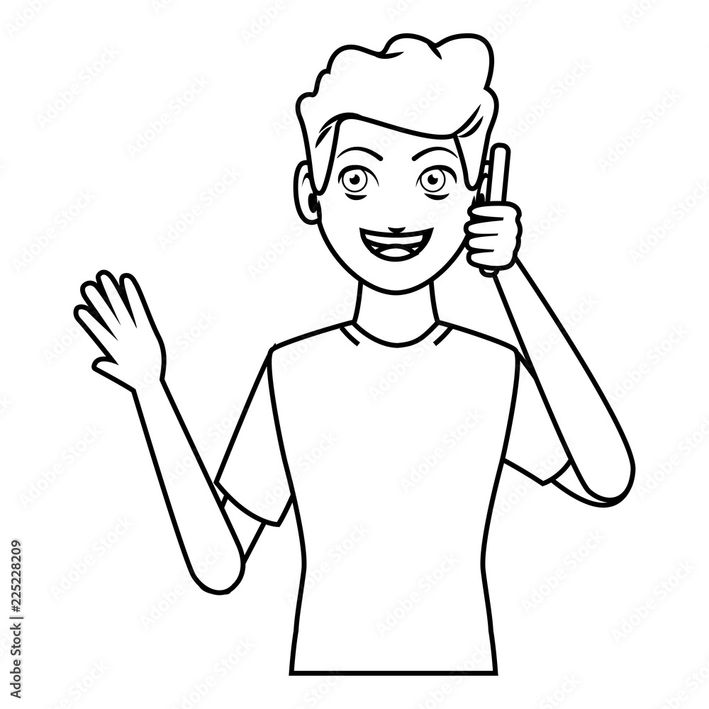 Man talking with smartphone Man talking with smartphone