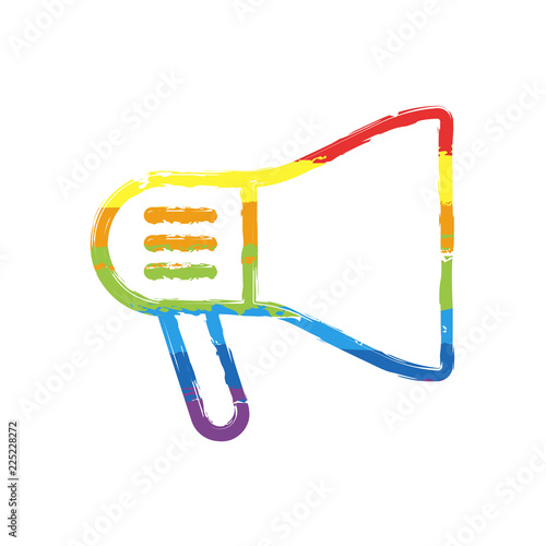 mouthpiece icon. Drawing sign with LGBT style, seven colors of rainbow (red, orange, yellow, green, blue, indigo, violet