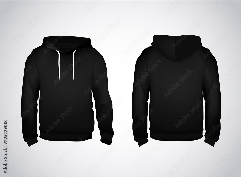 Black men's sweatshirt template with sample text front and back view ...