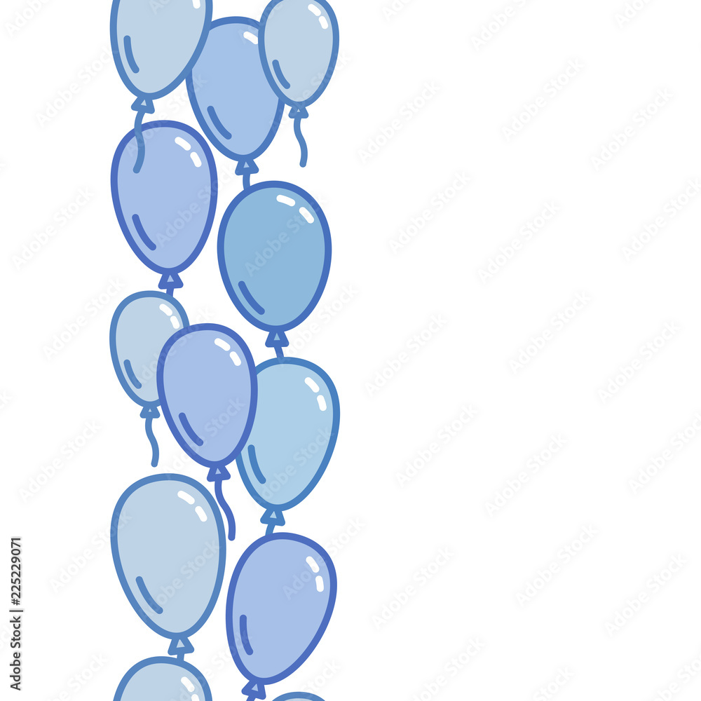 Seamless vertical decoration from blue balloons, naive and simple background  for parties, blue wallpaper invitation, vector illustration for footer and  banner Stock Vector | Adobe Stock