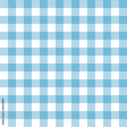 Blue checkered tartan seamless pattern design. Tablecloth checkered blue squares vector seamless pattern texture.