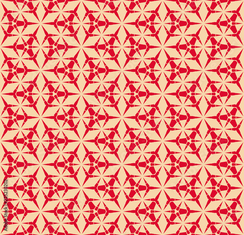 Vector geometric seamless pattern with triangles, grid, lattice. Red and beige