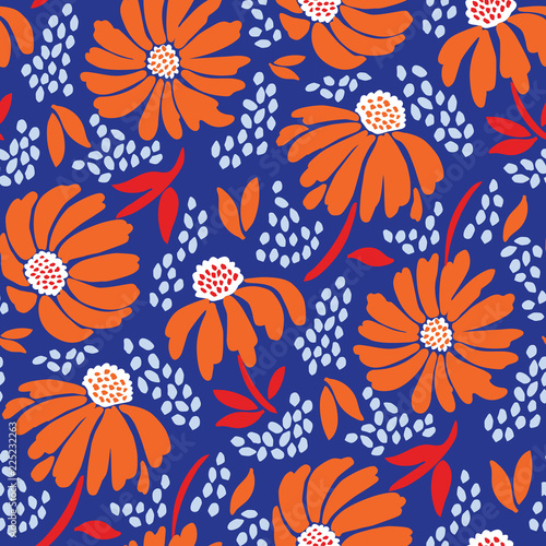 Bold graphic large scale floral vector seamless pattern background