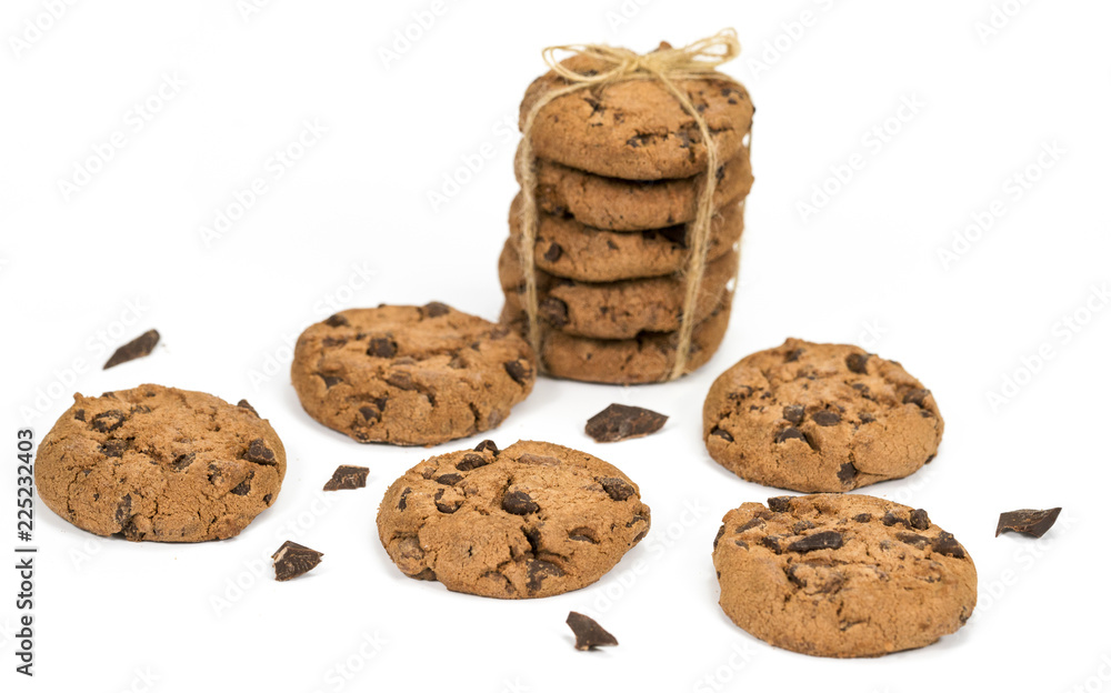 Chocolate chip cookie isolated on white background Chocolate chip cookie isolated on white background