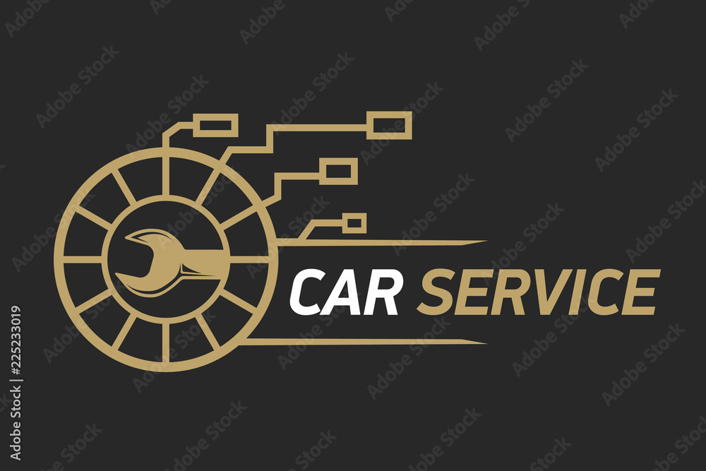Car service logo template design icon or label. Automotive car repairservice and restoration template. Logo with a wrench. Car service logo template design icon or label. Automotive car repairservice and restoration template. Logo with a wrench.
