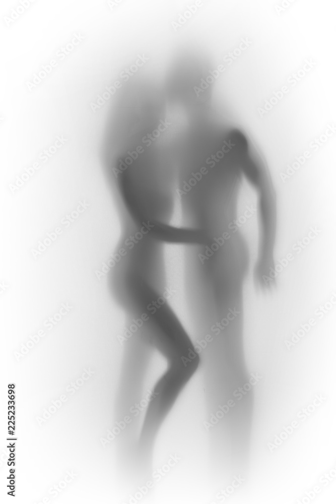 Beautiful lover couple, sexy woman and a male human body silhouette together. Beautiful lover couple, sexy woman and a male human body silhouette together.