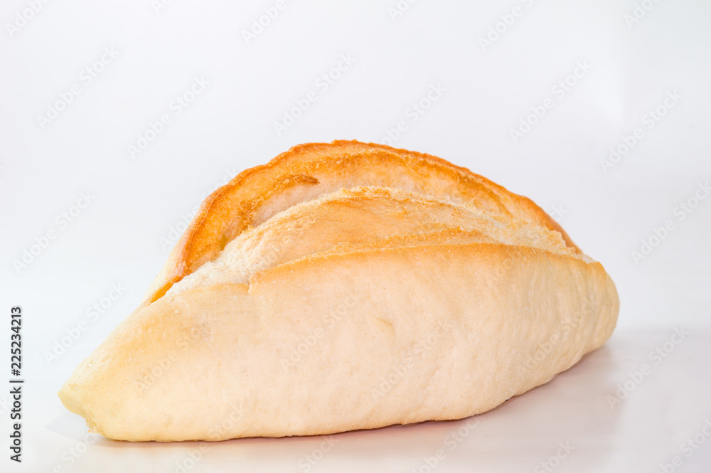Fresh baked bread. Isolated on white. Room for text