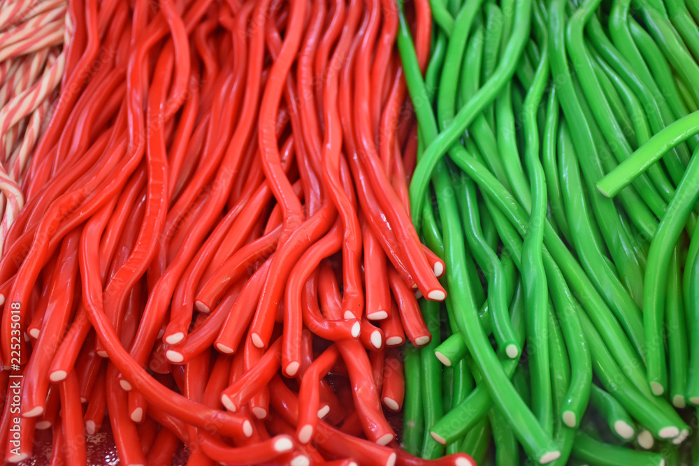 Fototapeta premium Close-up of colored sweets on display.
