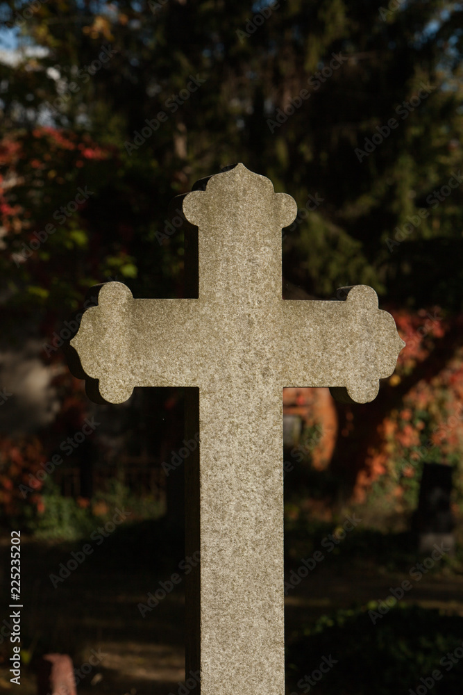 Tombstone Cross on a Cemetery in Berlin, Germany