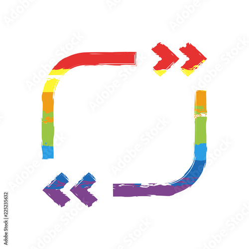 Text quote square. Simple icon. Drawing sign with LGBT style, seven colors of rainbow (red, orange, yellow, green, blue, indigo, violet