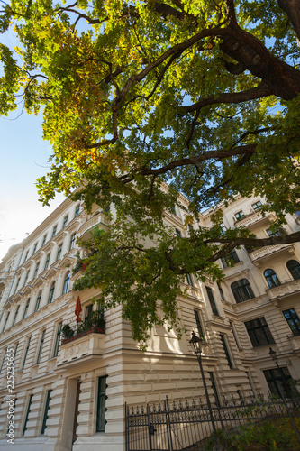 Wallpaper Mural Facade of a beautiful old Building in the so-called Riehmers Hofgarten in Berlin, with Balconies and a Tree Torontodigital.ca