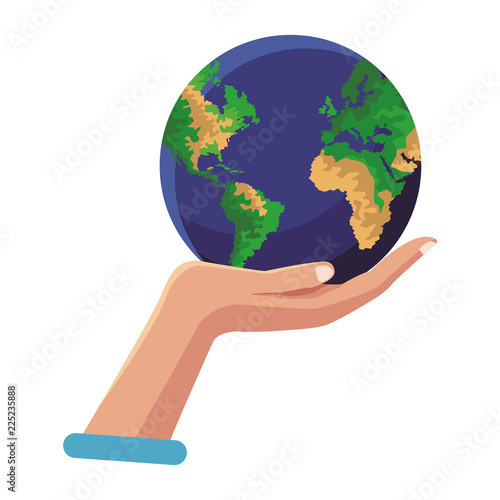 Hand holding earth world