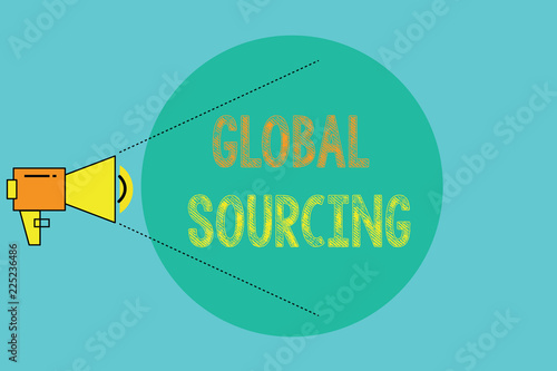 Conceptual hand writing showing Global Sourcing. Business photo showcasing practice of sourcing from the global market for goods. photo