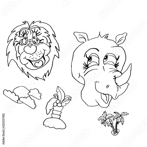 Summer mood drawing animals human mimicry lion with smile