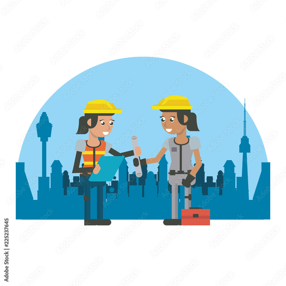 Constuction workers geometric cartoons Constuction workers geometric cartoons