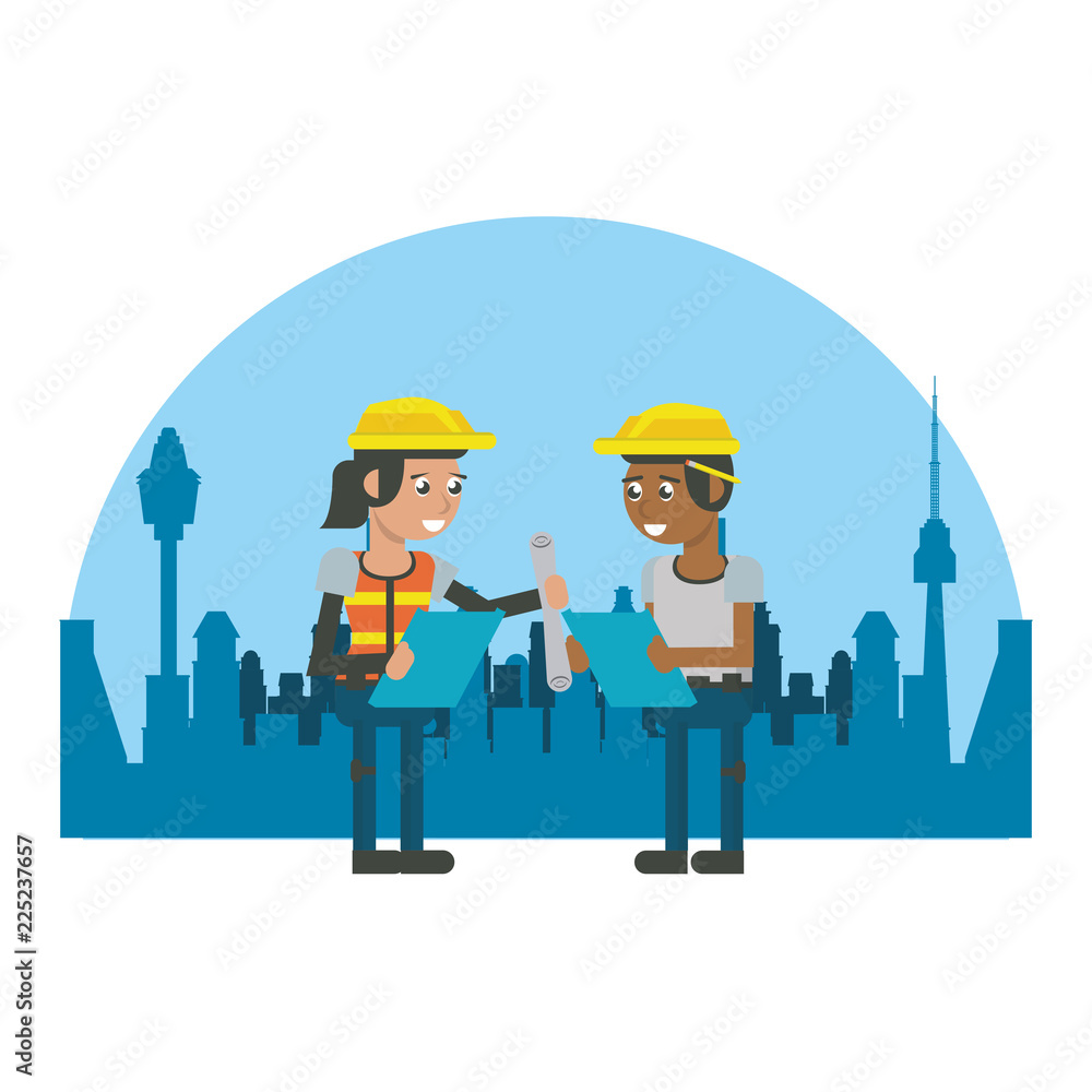 Constuction workers geometric cartoons Constuction workers geometric cartoons