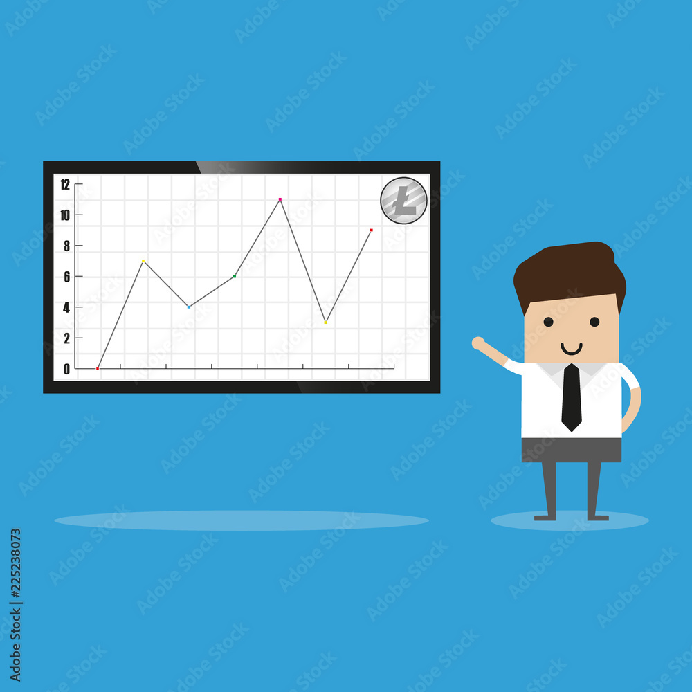 Isometric Businessman analyzing a litecoin analytics, intelligence dashboard, operations litecoin data statistics charts Isometric Businessman analyzing a litecoin analytics, intelligence dashboard, operations litecoin data statistics charts