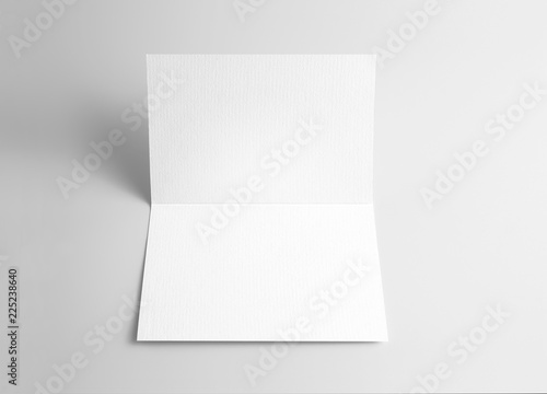 Blank open card over gray background 